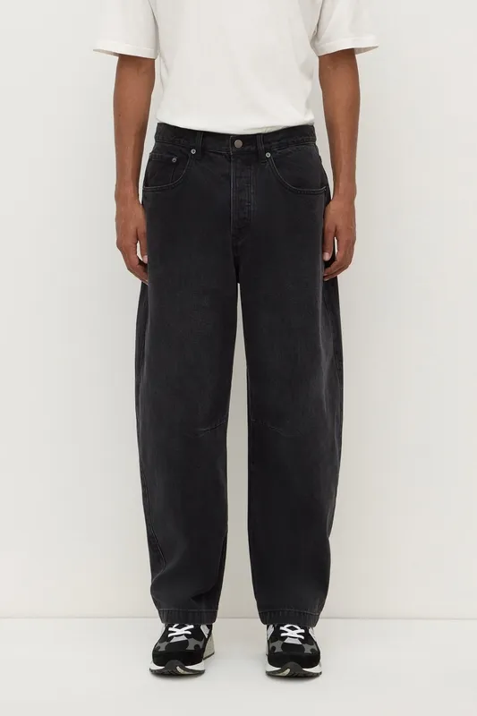 Faded Black Barrel Leg Jeans
