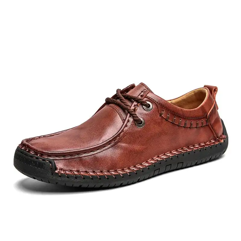 Hand-Stitched Leather Casual Loafers