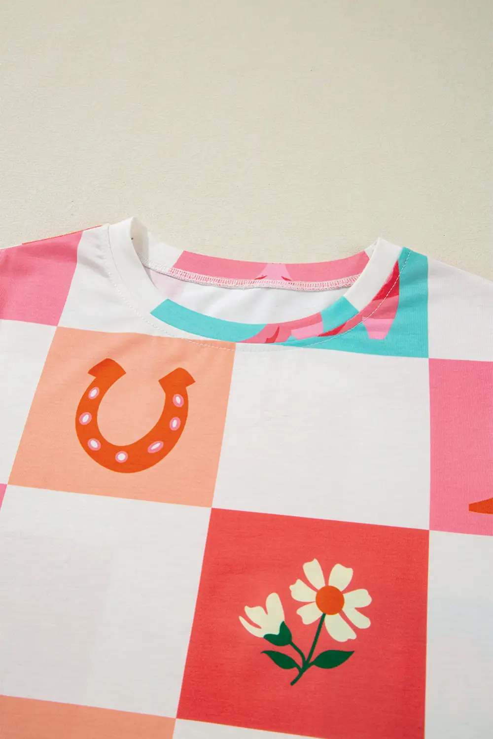 Orange Western Fashion Checker Print