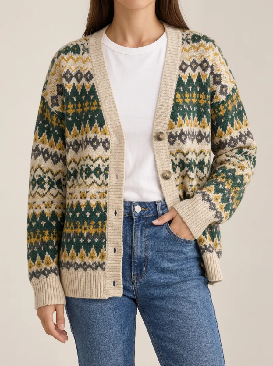 Easygoing V Neck Button Front Women's Knitted Cardigan