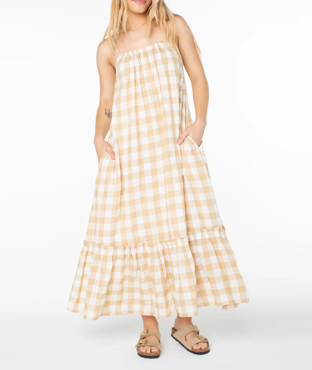 Checkered Bandeau Casual Dress