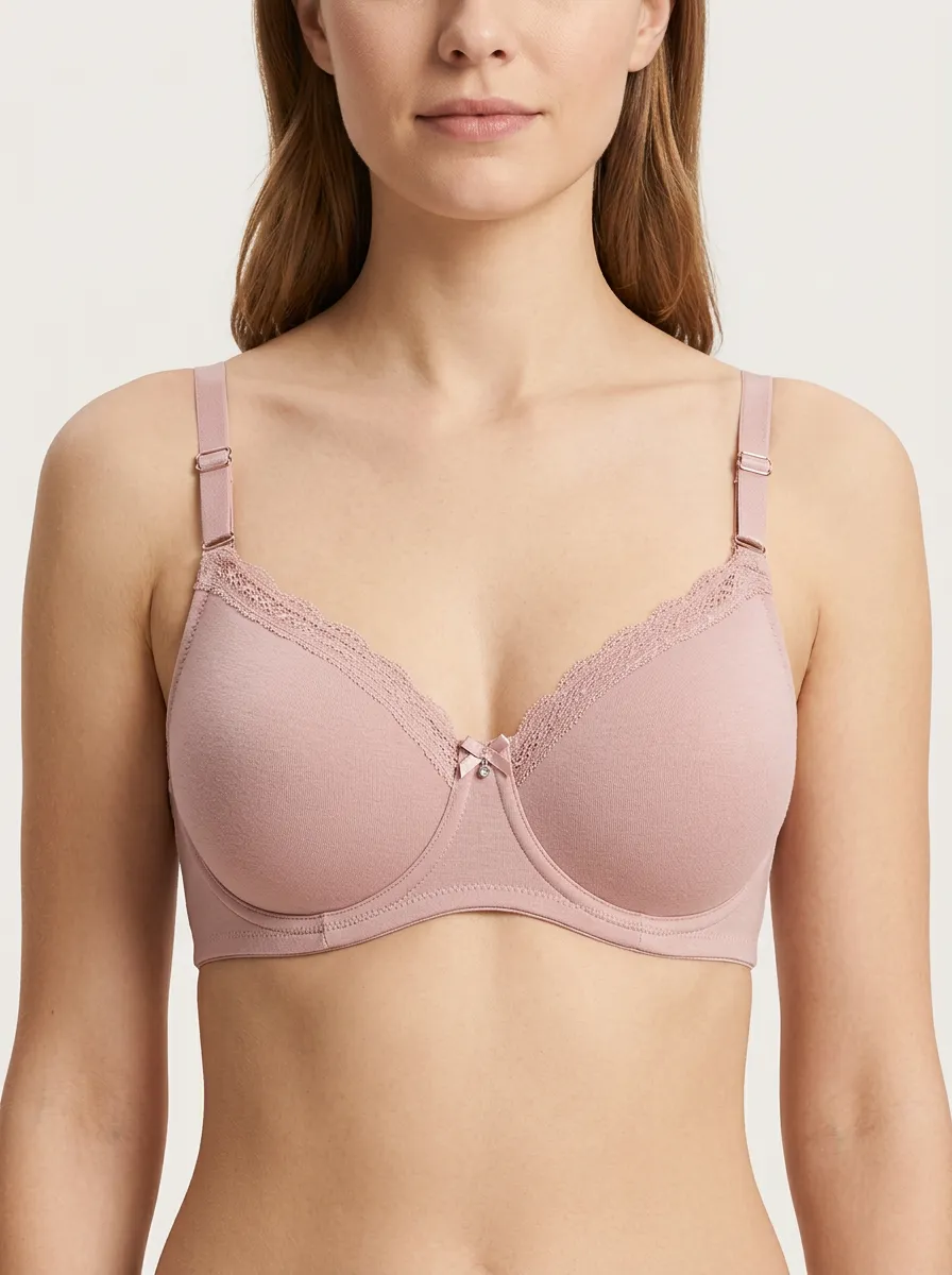 Women's Underwire Seamless Lace-Trim Adjustable-Strap Bra