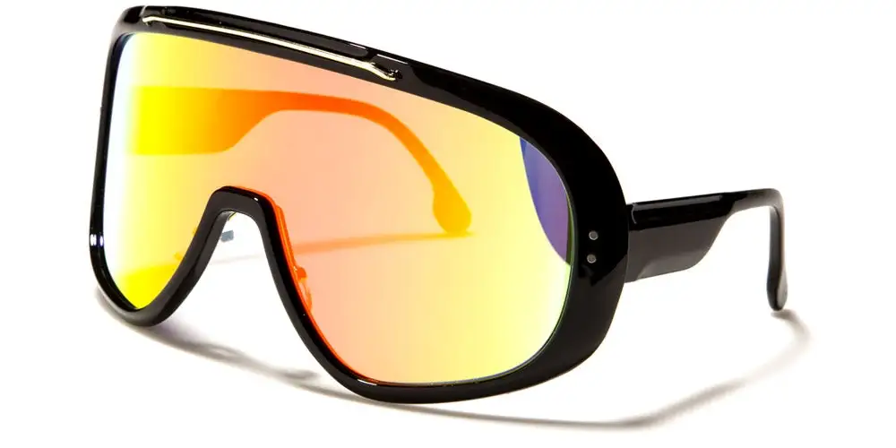 Unisex Mirrored Shield Sunglasses