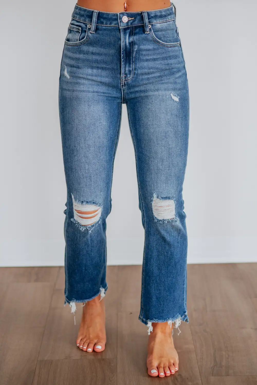 Women's High Rise Straight Leg Cropped Jeans