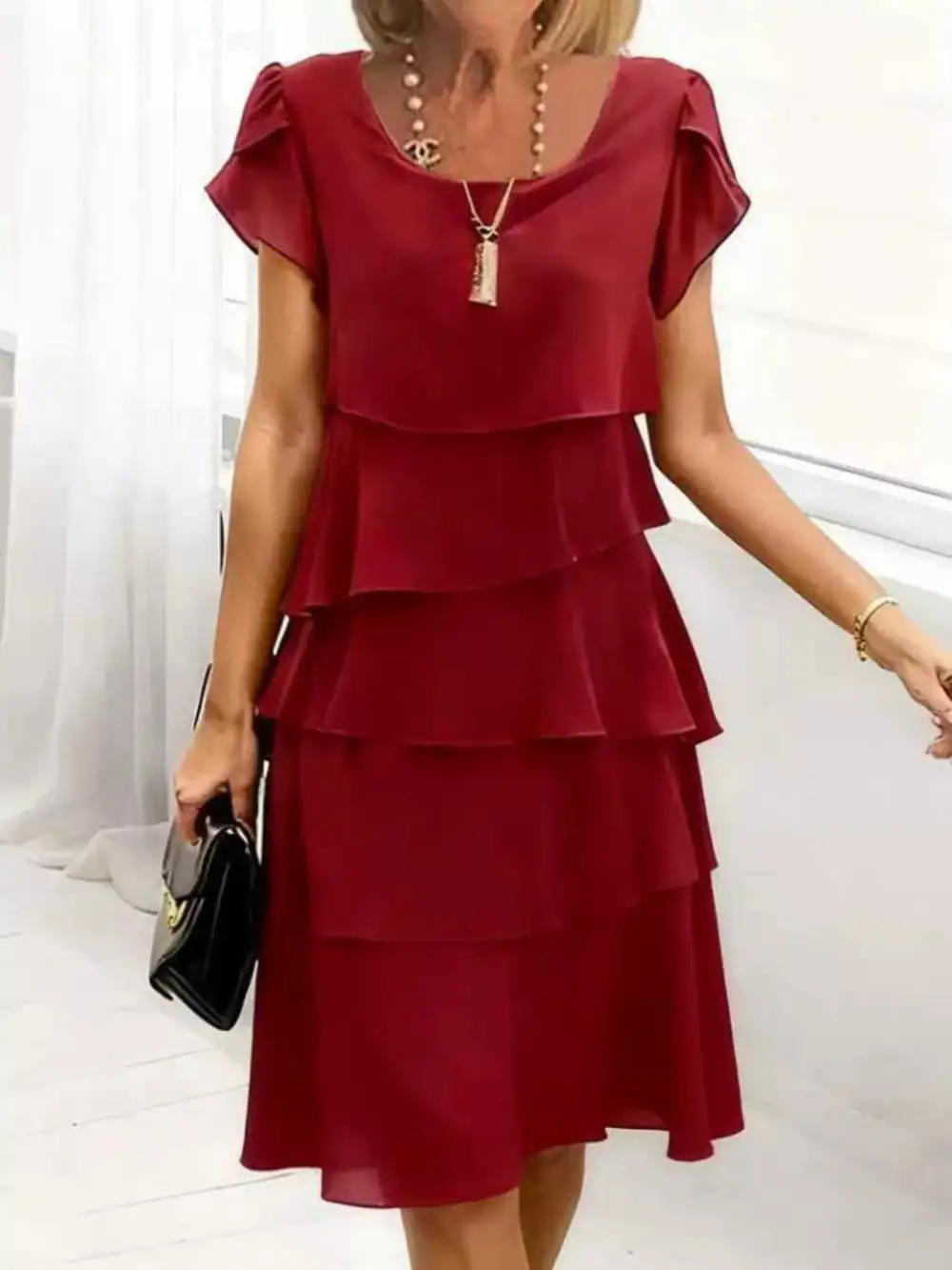 Layered Detail Ruffle Dress