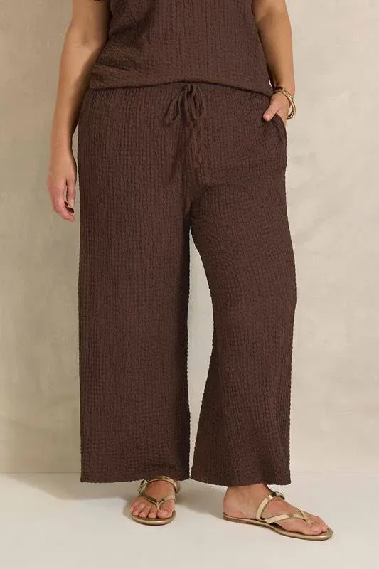 Chocolate Brown Crinkle Wide Leg Trousers
