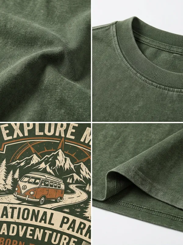 Unisex National Park Adventure Camper Van Printed T-shirt