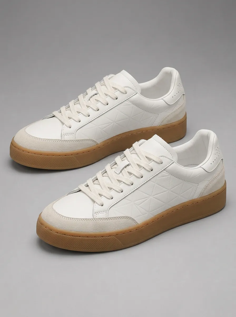 Men's Geometric Pattern Suede Gum Sole Skate Shoes