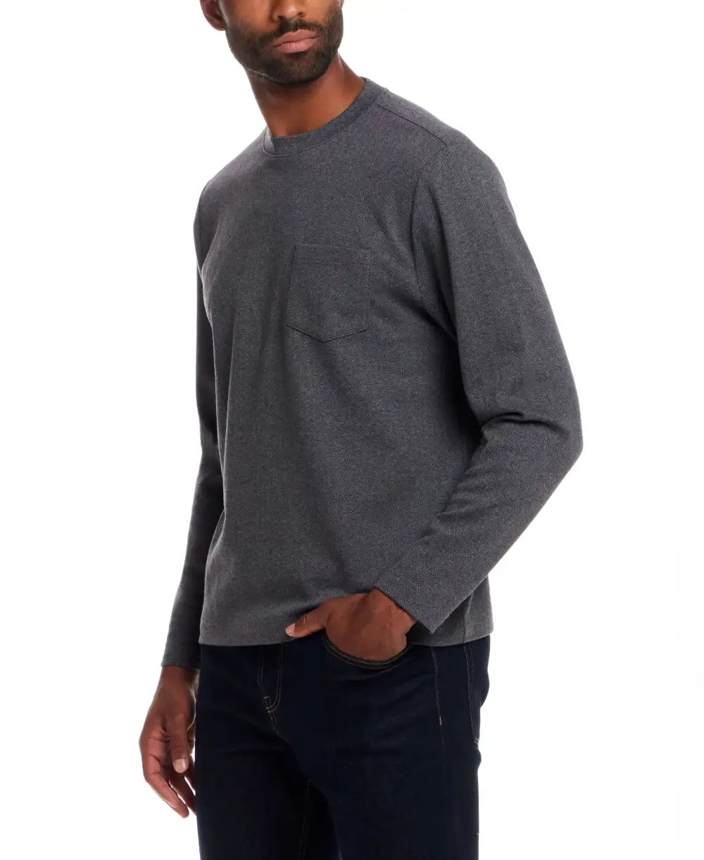 Men's Brushed Crewneck Herringbone T-Shirt