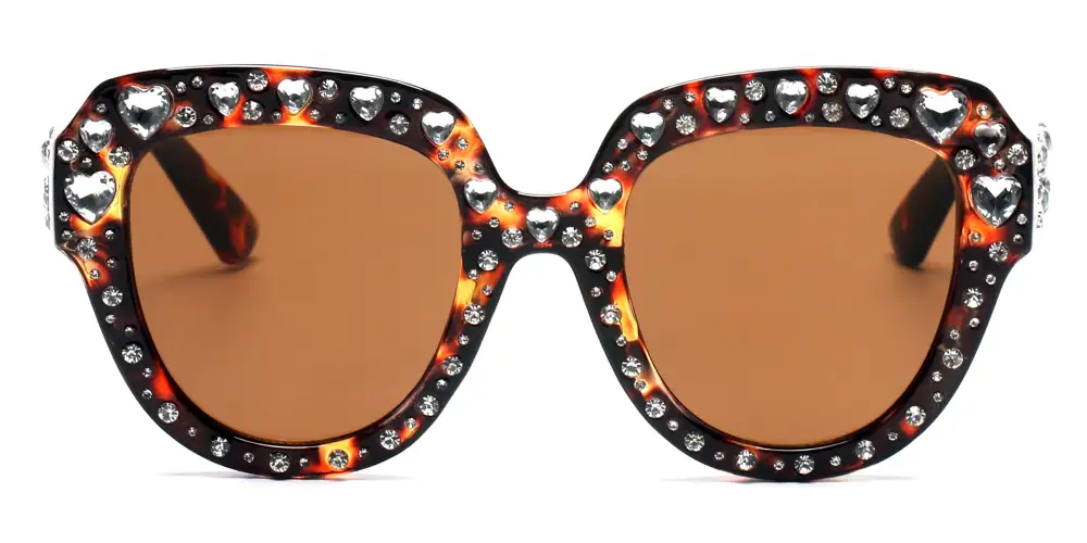 Round Cateye Rhinestone Sunglasses