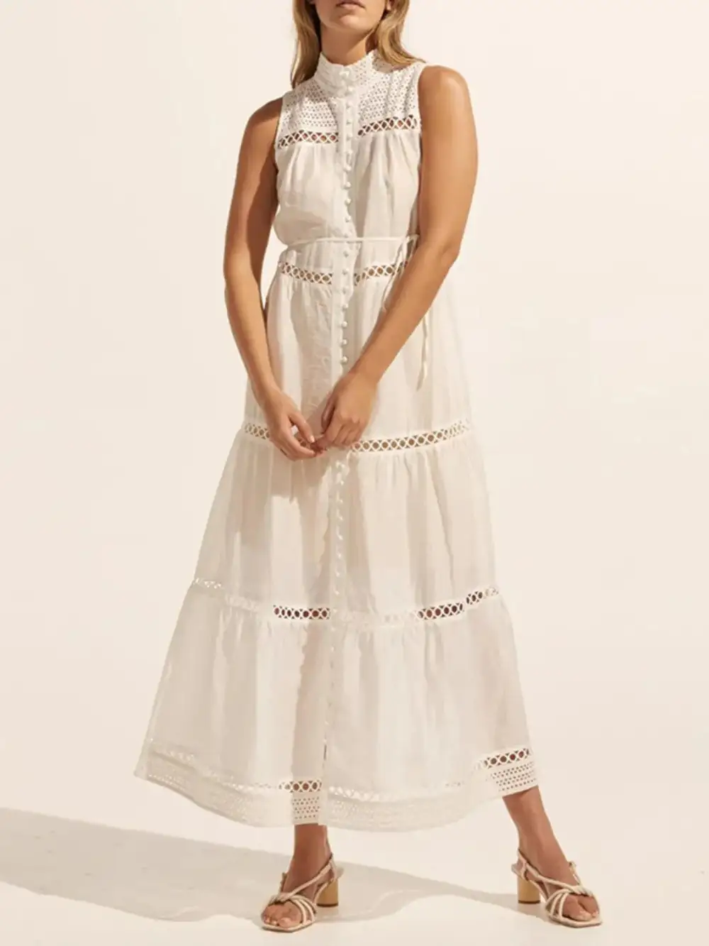 Layered Detail Sleeveless Midi Dress