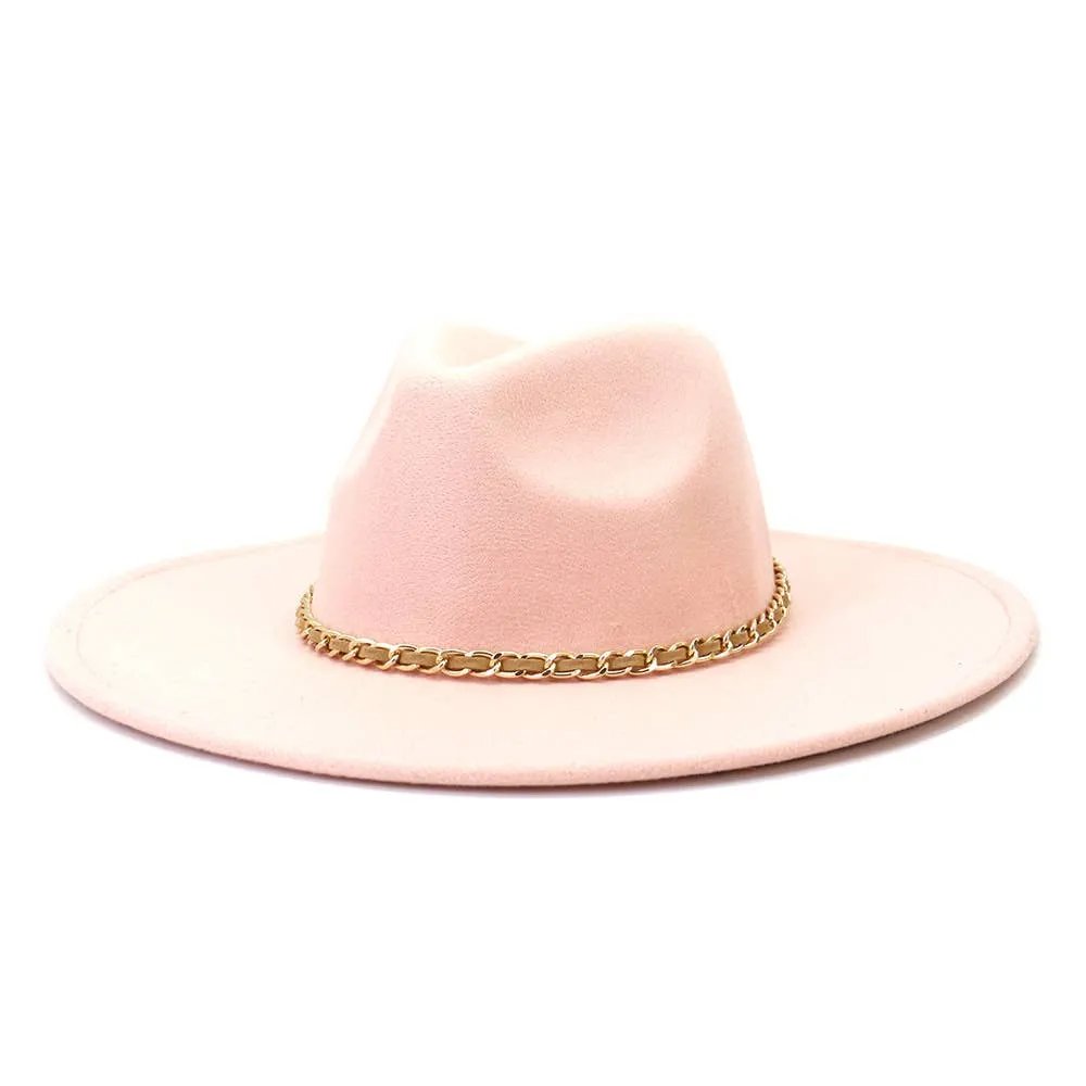 Camel Chain Big Brim Peach Heart Top Hat