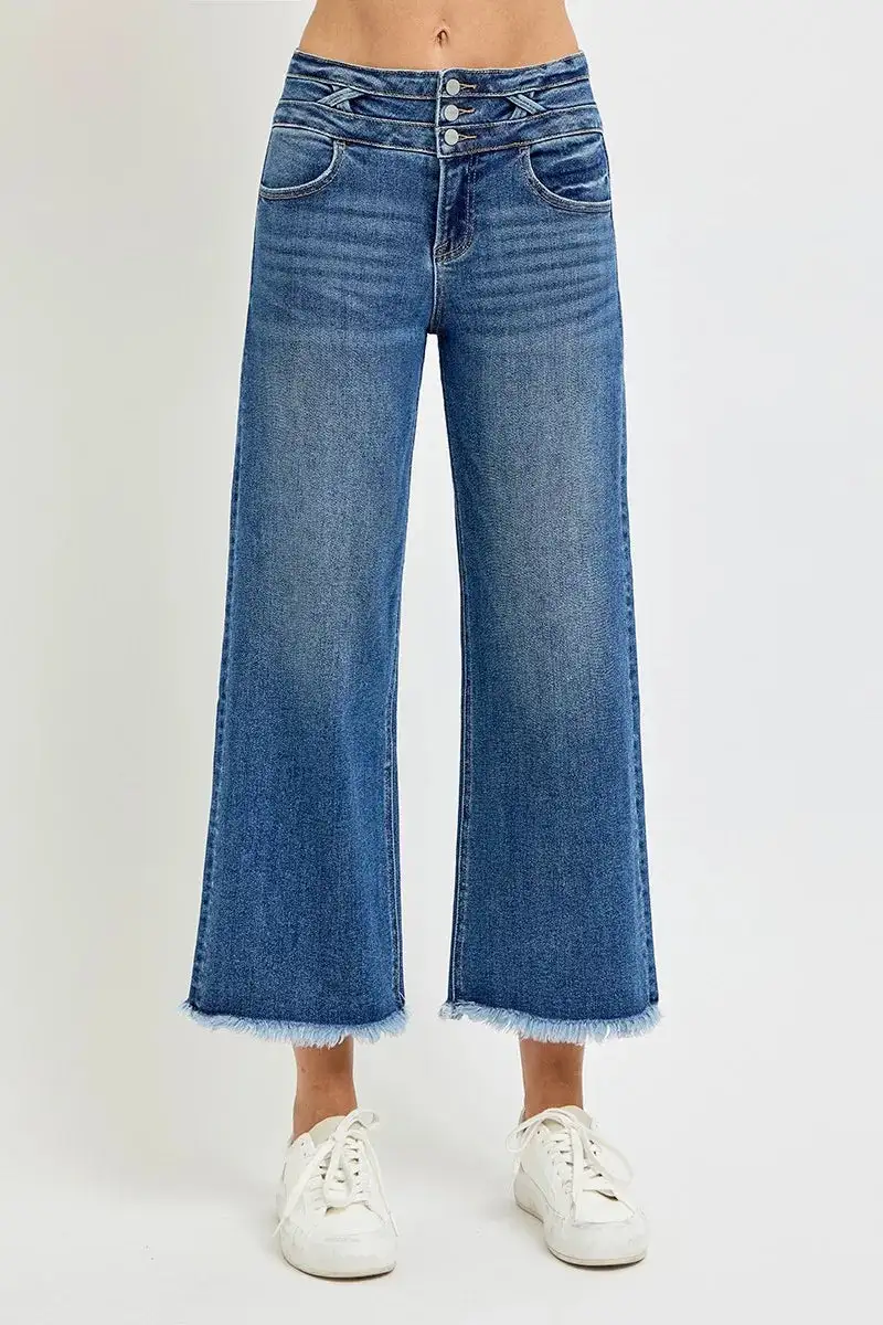 Barrel Leg Elastic Waist Denim Jeans