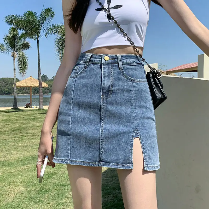 High Waist Side Slit Straight Fit Skirt