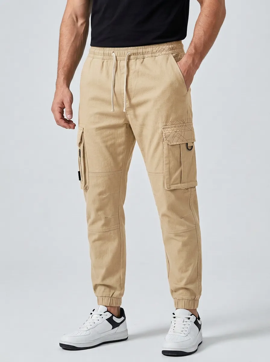 Easy-Wear Geometric Graphic Print Relaxed Look Men's Cargo Jogger Pants