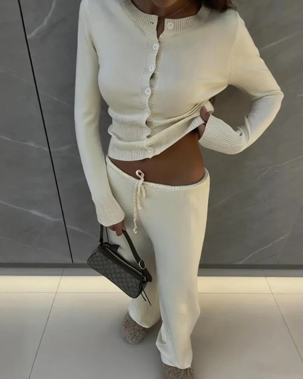 Knitted Cardigan & Trousers Set