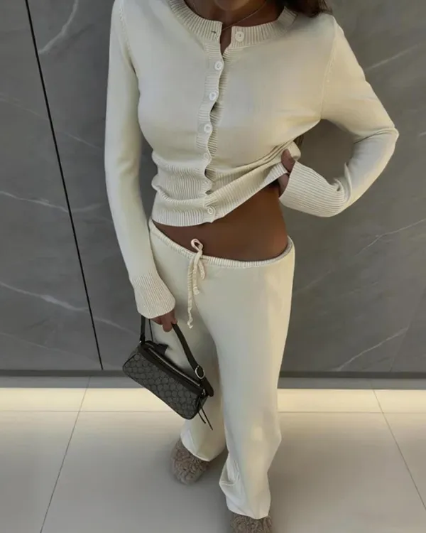 Knitted Cardigan & Trousers Set