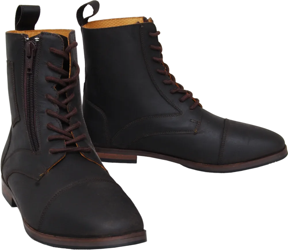 Side Zip Pull-On Riding Ankle Boots