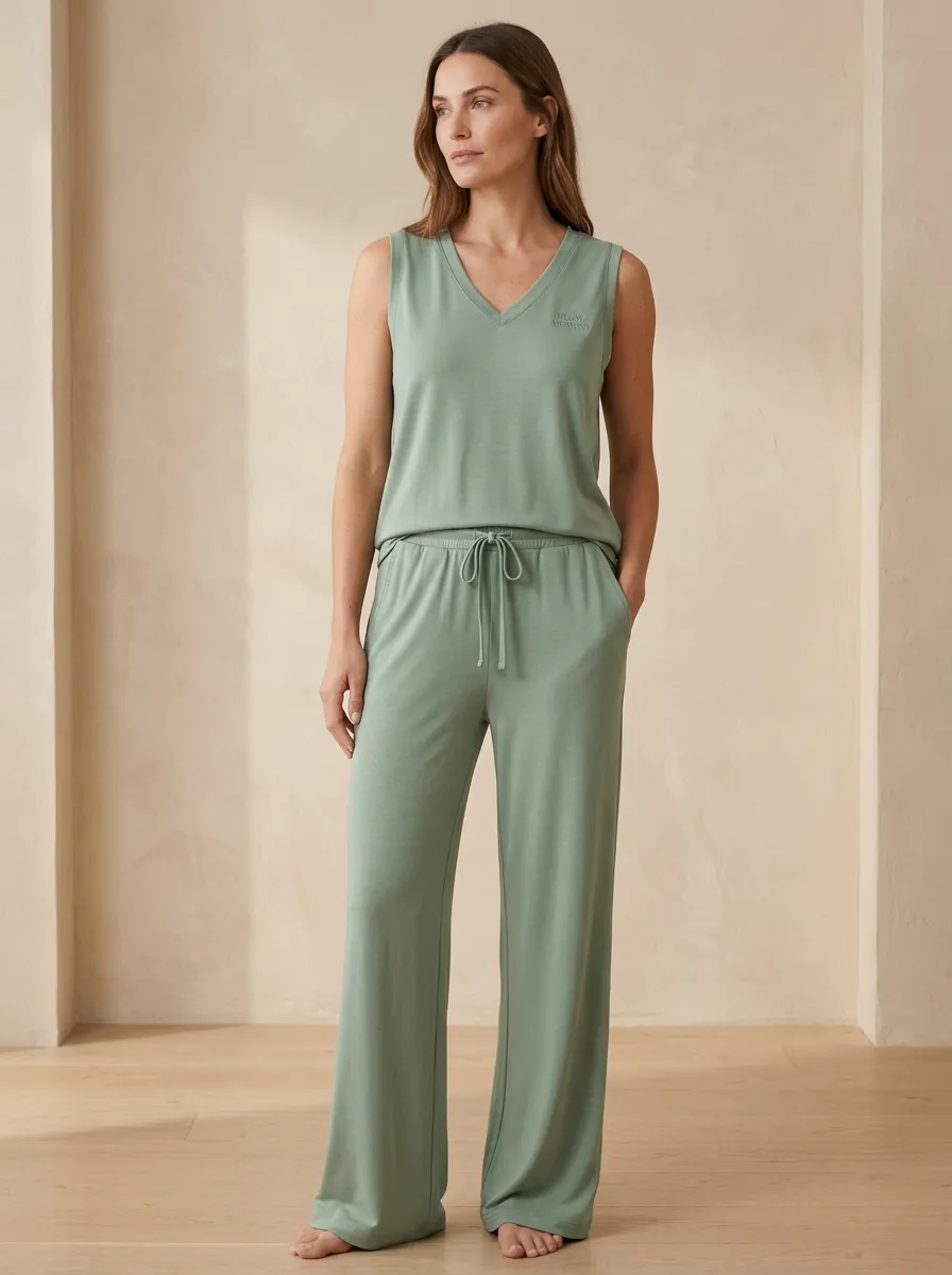 Embroidered V-Neck Lounge Set