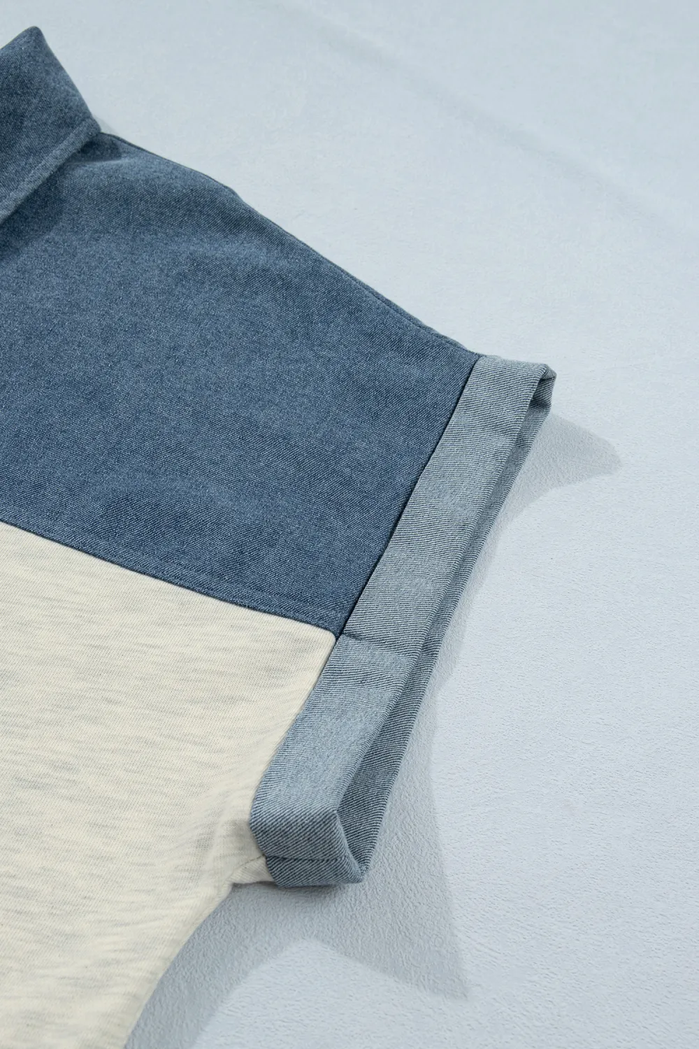 Light Grey Half Buttons Collared Top