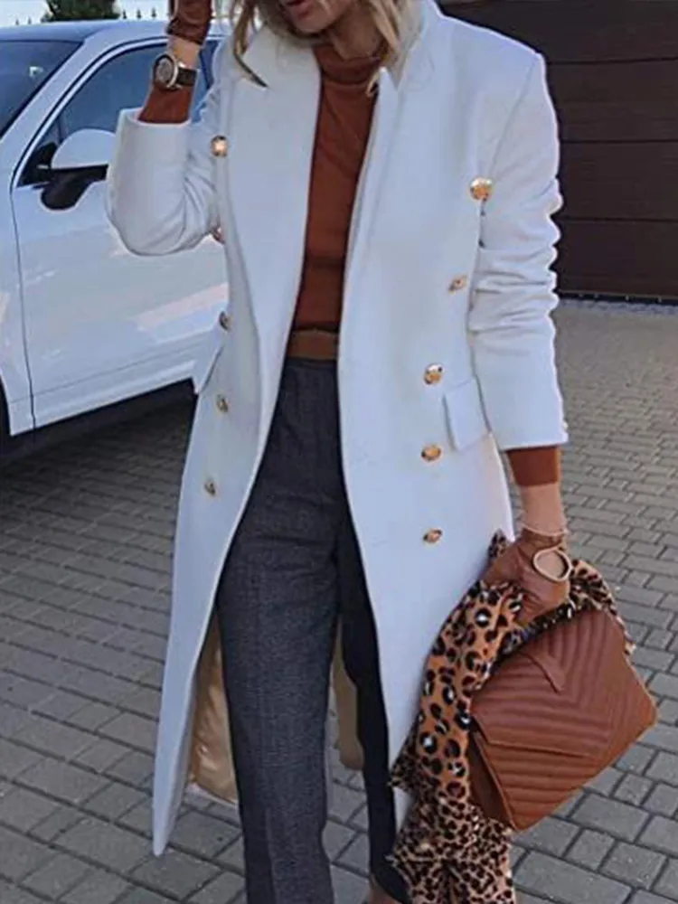 Mid-Length Casual Woolen Coat