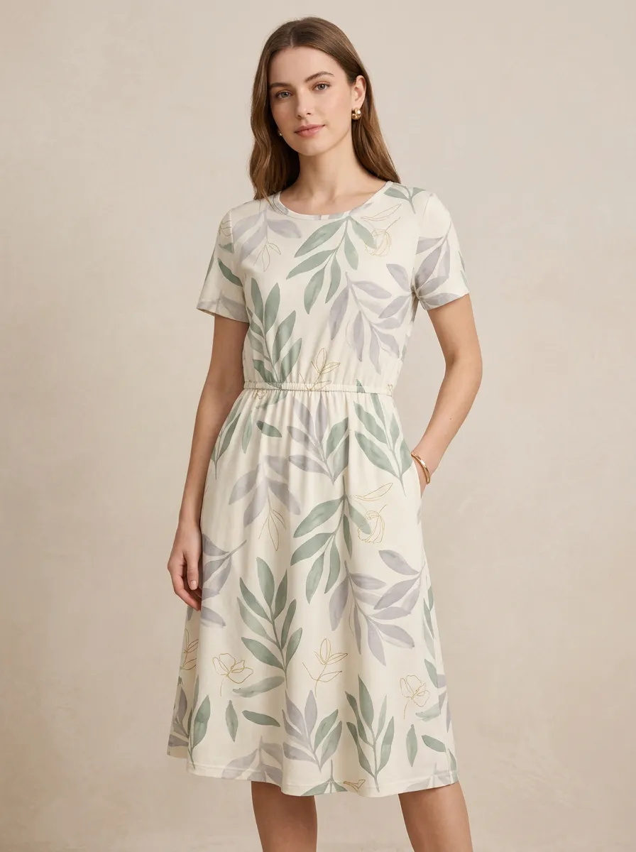 Women's Botanical Nature Lover Green Leaf Printed Top