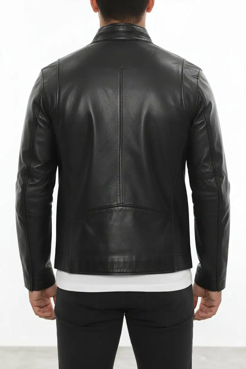 Refined Leather Biker Bomber Motorcycle Jacket