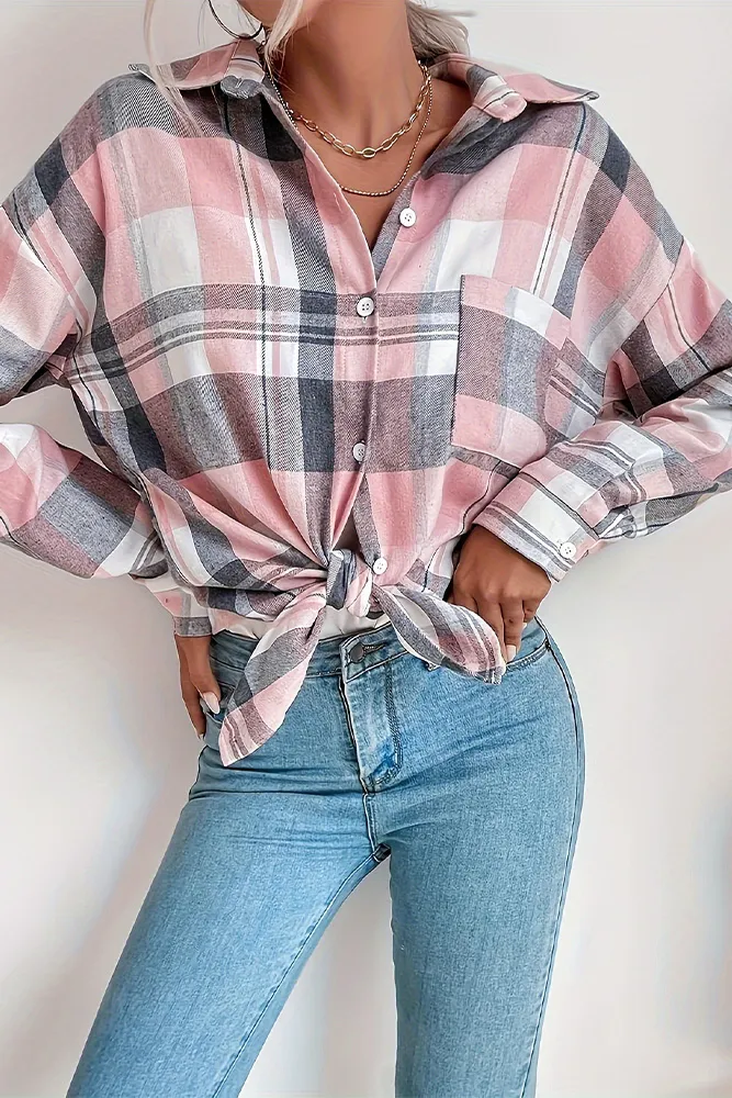 Pink Plaid Button Up Shirt