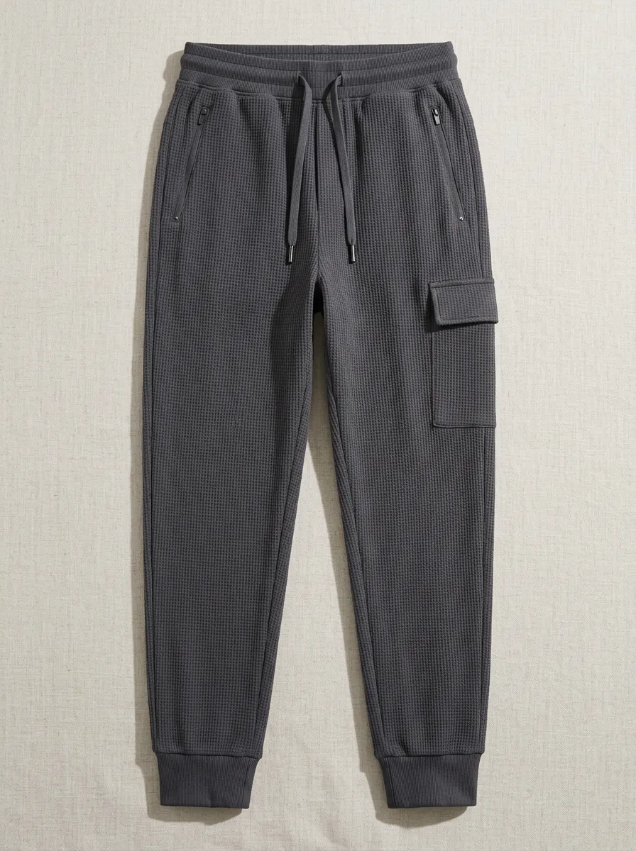 Unisex Casual Daily Waffle Knit Cargo Jogger Pants