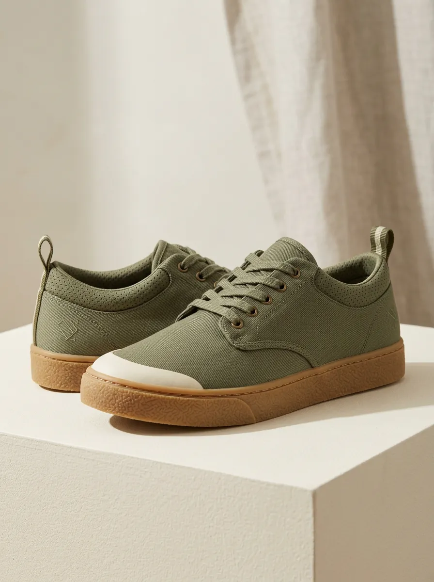 Comfort Gum Sole Minimalist Outdoor Look Men's Canvas Shoes