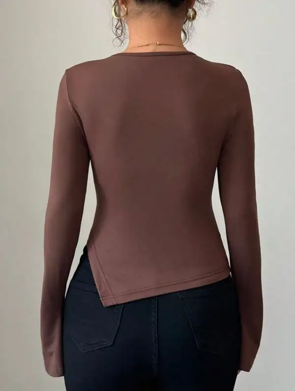 Asymmetrical Openwork Metal Detail Top