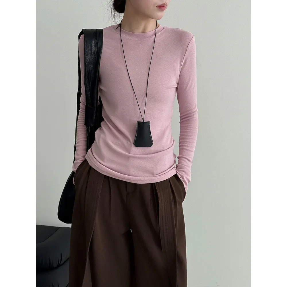 Slim Fit Round Neck Long Sleeve T-Shirt