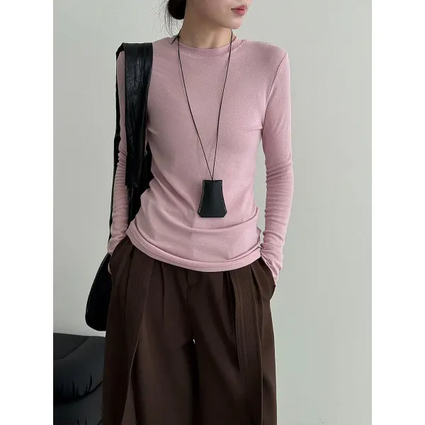 Slim Fit Round Neck Long Sleeve T-Shirt