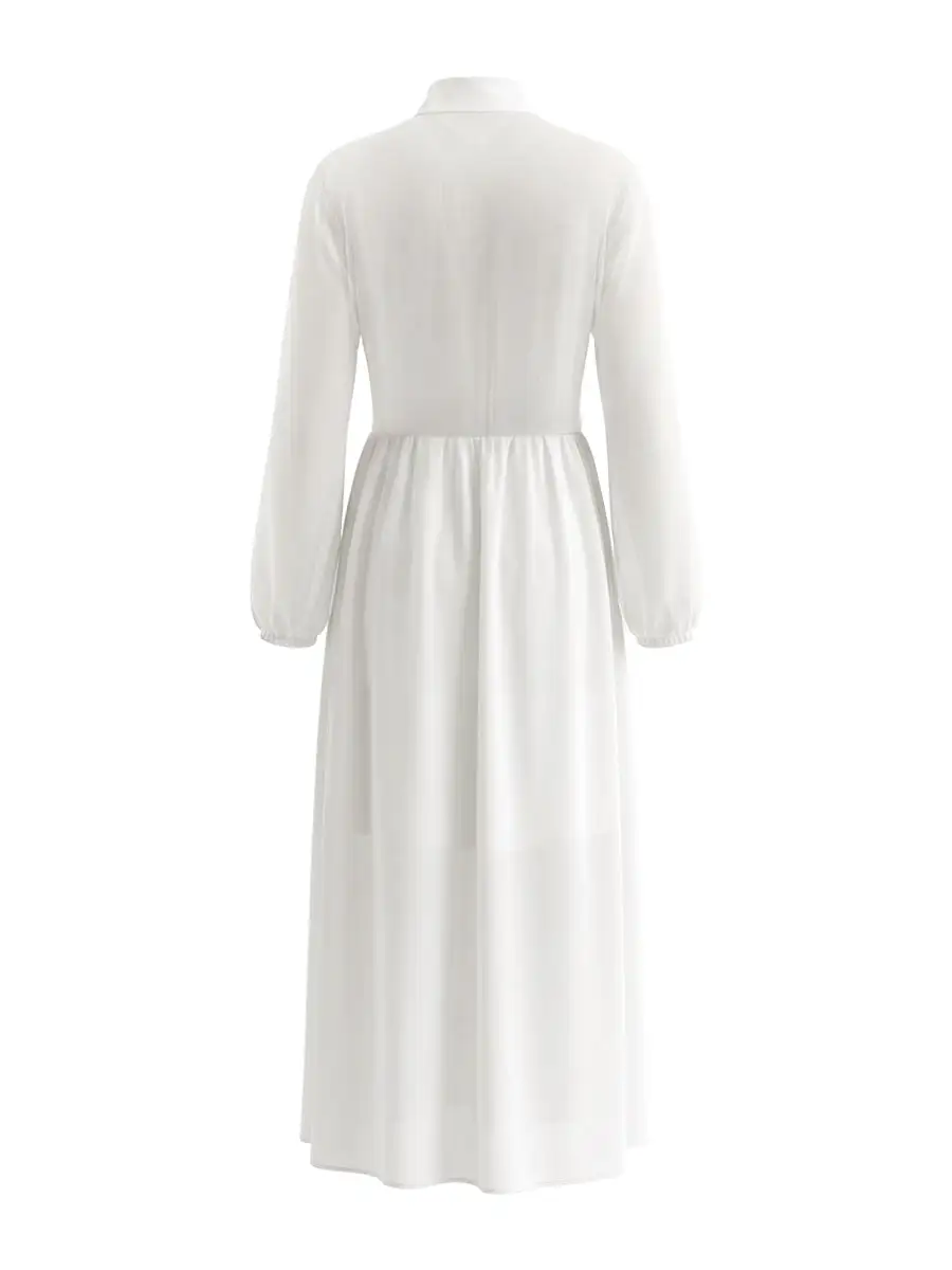 Pleated Buttoned Shirt Maxi Dress