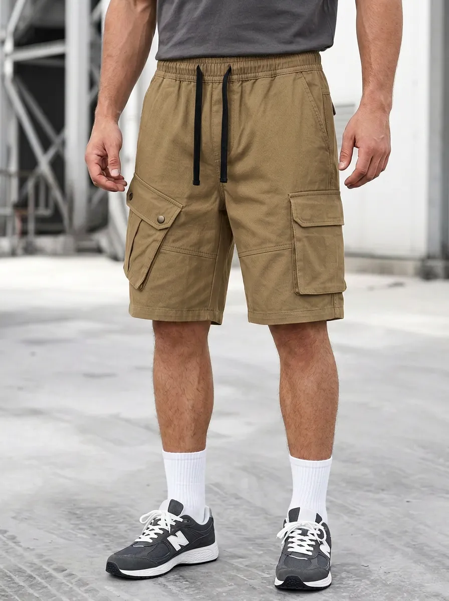 Rugged-Look Multi-Pocket Casual Cargo Shorts