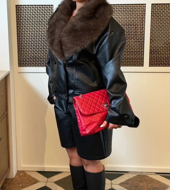 Black Faux Fur Collar Jacket