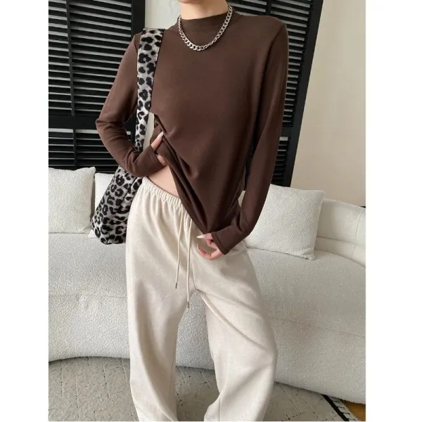 Semi High Neck Long Sleeve T-Shirt