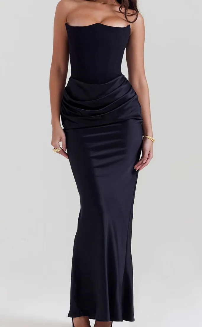 Lace Strapless Midi Dress