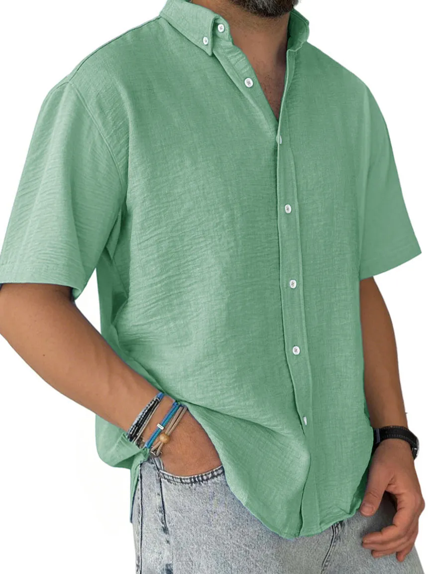 Short Sleeve Pleated Front Shirt