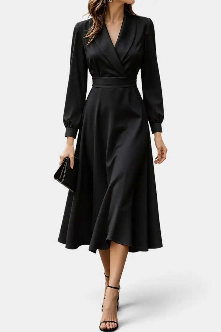 Satin Wrap Midi Dress