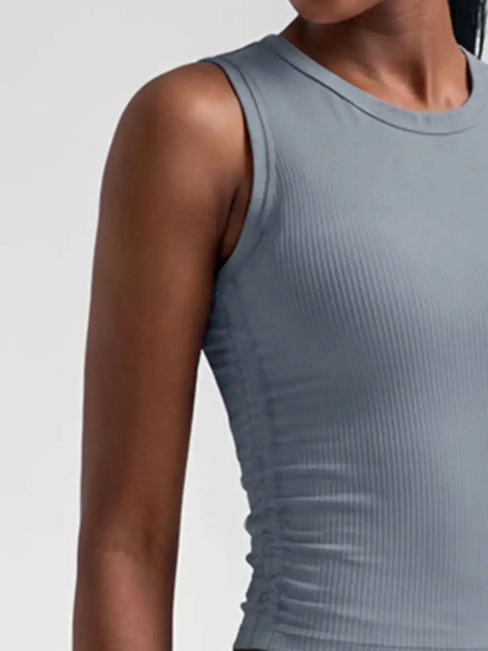 Ruched Ribbed Breathable  Tank Top