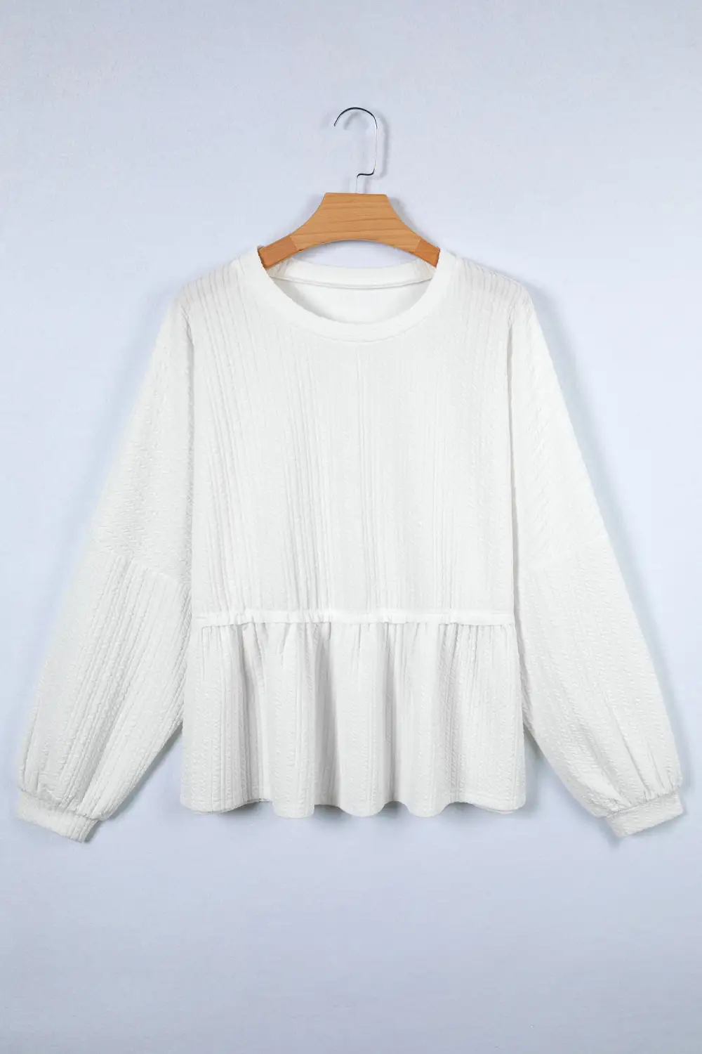 Women's Solid Textured Long Sleeve Top