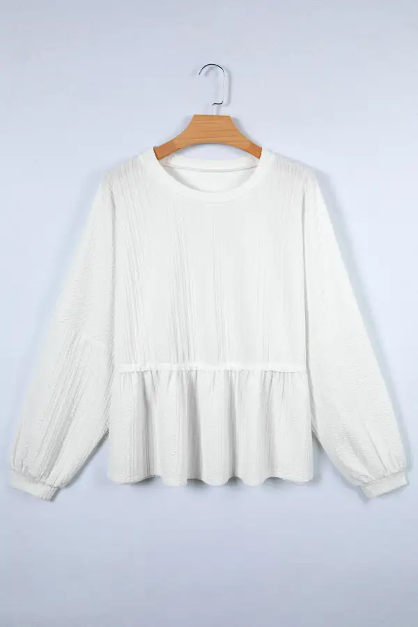 Women's Solid Textured Long Sleeve Top
