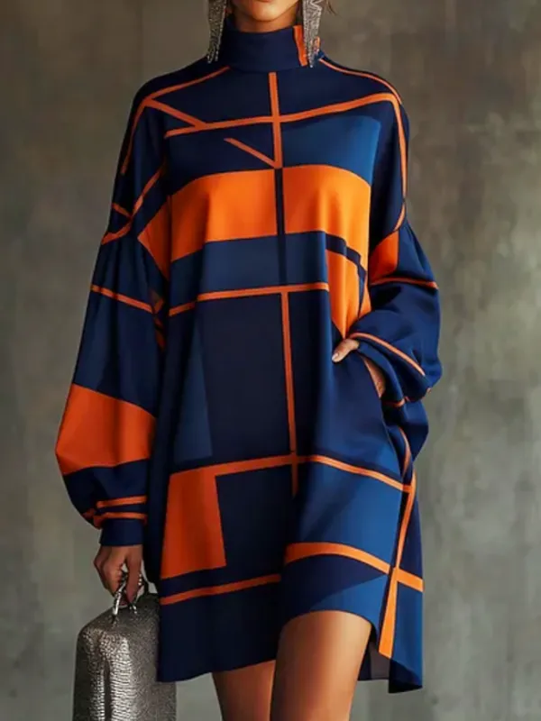 Long Sleeve Relaxed Contrast Color Pleated Pocket Split Joint Zipper High