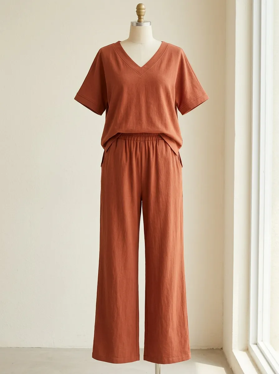 Modern Women's V-Neck Casual Lounge Set