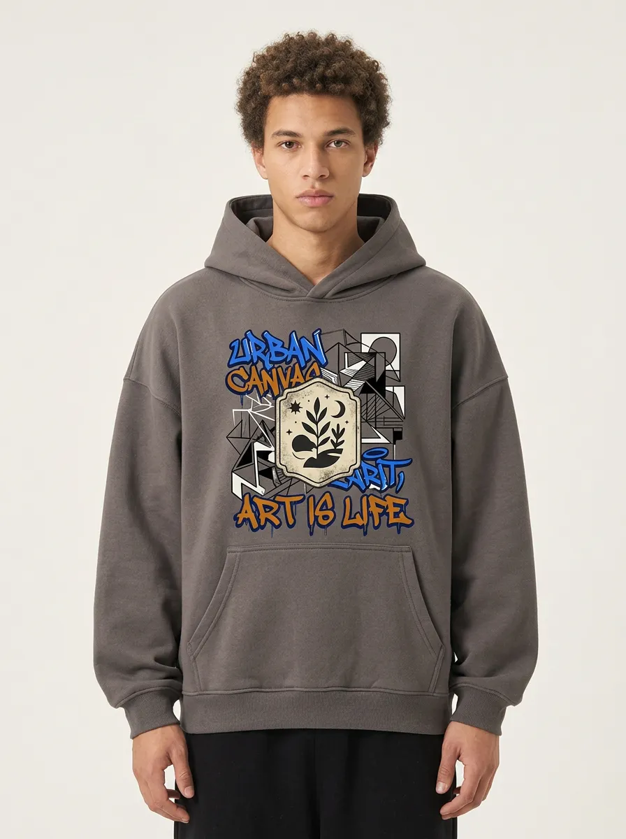 Unisex Urban Canvas Art Is Life Graffiti Hoodie