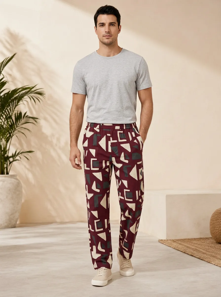 Men's Geometric Abstract Pattern Artful Pants
