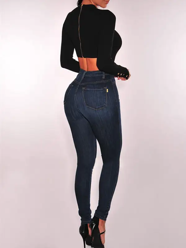 High Waist Skinny Fit Seamed Jeans