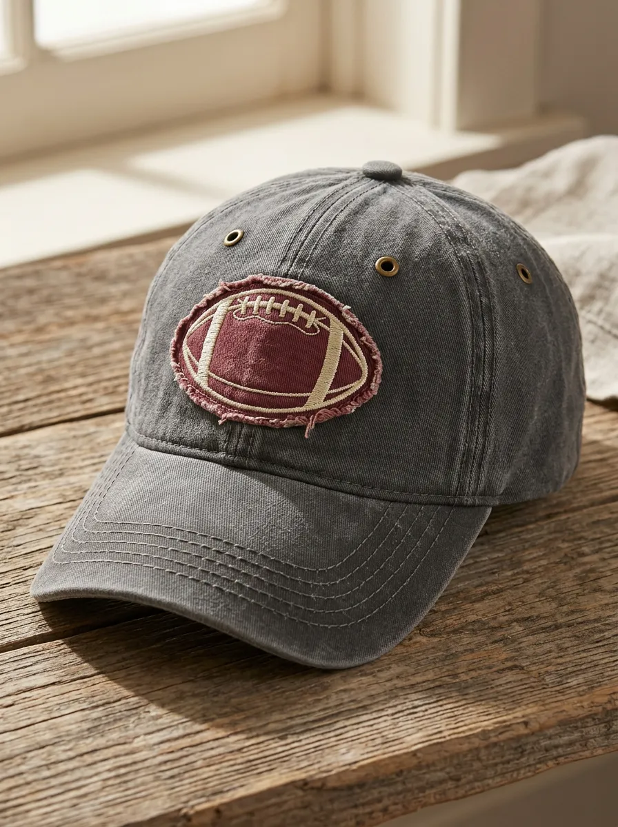 Unisex Football Fan Distressed Patch Embroidered Baseball Cap