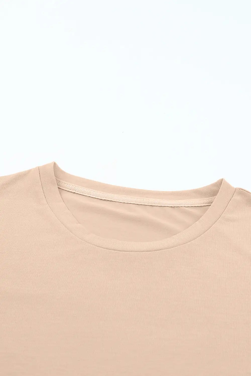 Khaki Casual Plain Crew Neck